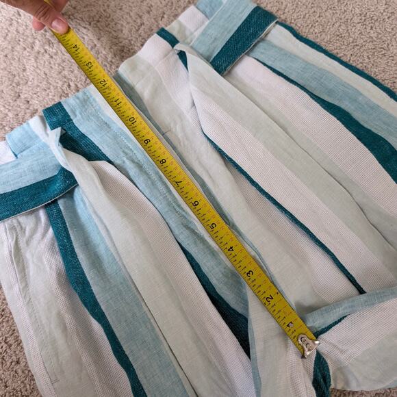 J.Crew Paperbag 100% Linen Wide Leg Pants in Cabana Stripe, size 00 - Picture 6 of 9